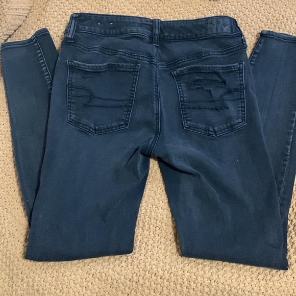 Black Distressed American Eagle Jeggings 8 REG - Picture 2 of 4